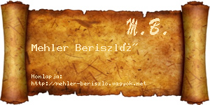Mehler Beriszló névjegykártya